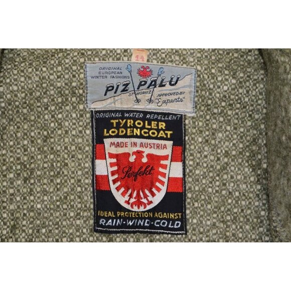 Vintage 70s Piz Palu Tyroler Loden Coat Green Rare Made In Austria Size 14 - Picture 5 of 9